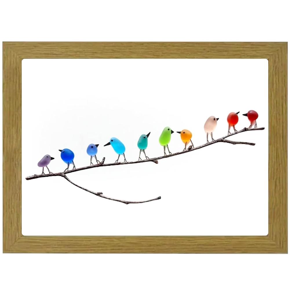 Sea Glass Rainbow Bird Ornament Wall Decoration Art Wall Hanging Birthday Gift Living Room Bedroom Ornament Decoration Crafts