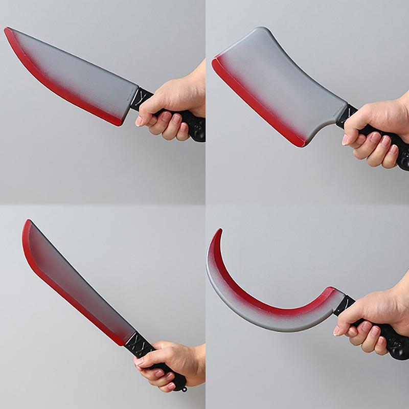Decorative Bloody Axe Realistic Looking Plastic Halloween Fake Machetes Statue Sickle Knife Horror Cosplay Arm Prop For Home