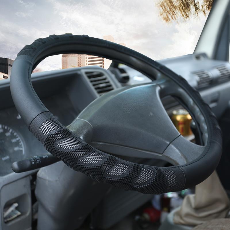 Size 36cm 38cm 40cm 42cm Black Car Steering Wheel Cover PU Leather + Silica Gel Non-slip for Car SUV Bus Truck Scania Boat