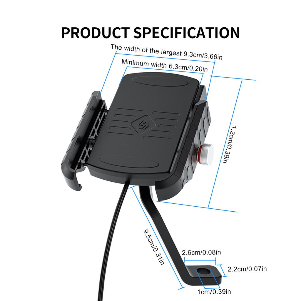 15W Phone Wireless Charge Bracket Extension Bracket Black B For Moto Scooter