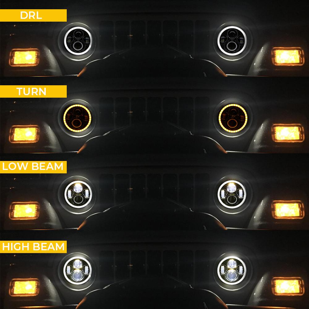 For BMW Harley Softail Cafe Racer Chopper Ural IZH For Honda 7"Led Car Motorcycle Headlight H4 Phare Farol Moto Headlamp