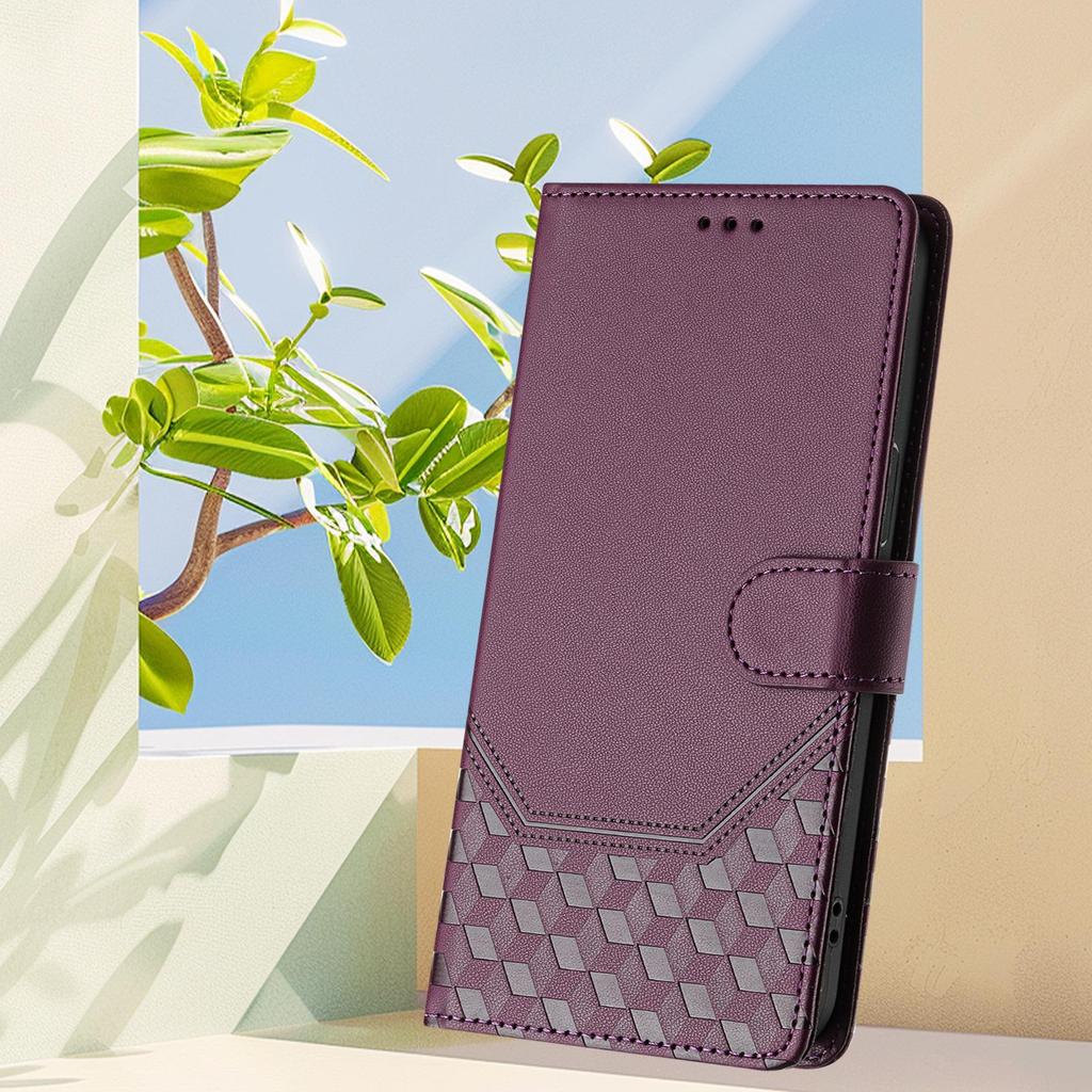 Sharp Aquos R11 Honeycomb Leather Flip Case with Card Holder
