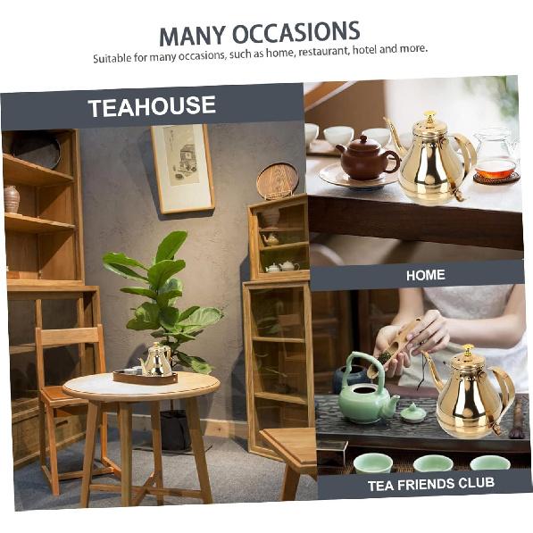 

YARNOW Чайник с ситечком для заваривания листового чая, нержавеющий чайник 1. 2 л Кофейник Чайник Ситечко для плиты Золотой