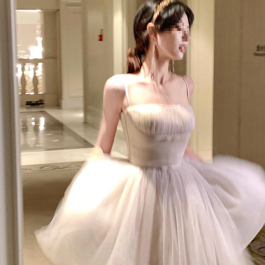 Flowing Immortal Princess Mesh Tie-Waist Dress