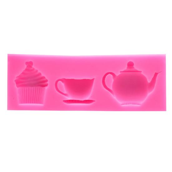 

3 Cavity Silicone Teapot Cup Cupcake Fondant Mold Baking Tray Cake Decor Tool