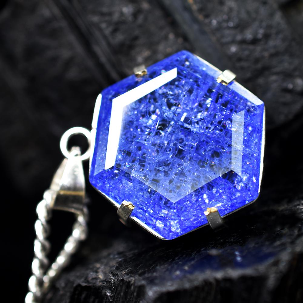 Natural Purple Tanzanite Fancy 70 Ct 925 CERTIFIED Sterling Silver Pendant Gems MY.PD-158-NS
