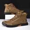 New Hand-stitching Casual Leather Shoes Men Boots Outdoor Autumn Retro Breathable Casual Shoes Lace Up Khaki Ankle Boots Winter