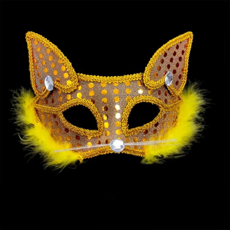 Masquerade Mask Foxes Mask Halloween Costume Mask Sequins Cats Mask Half Face Mask for Party