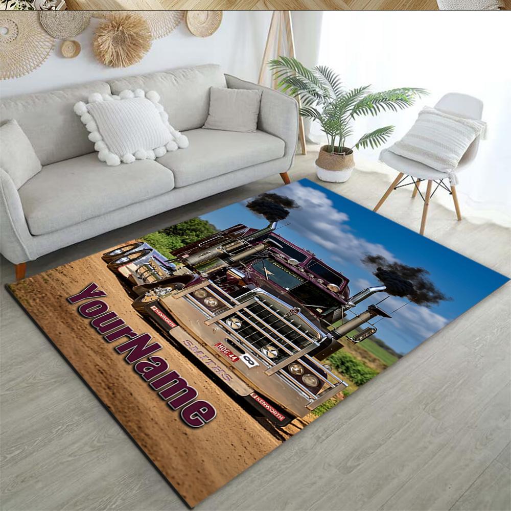 Kw Heavy Trucks Customize Your Name Area Rug Perfect for Study room Hallway Kitchen Game Room Antislip Carpet Anime Office Decor Wedding Party Gift