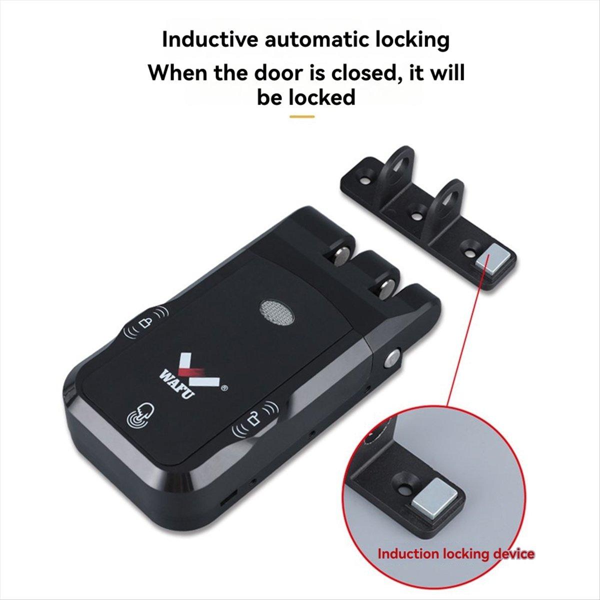 A89X WAFU Wireless Smart Remote Inivisble Door Lock Fechadura Inteligente Keyless Entry Home Door Lock for Office Black China Mainland