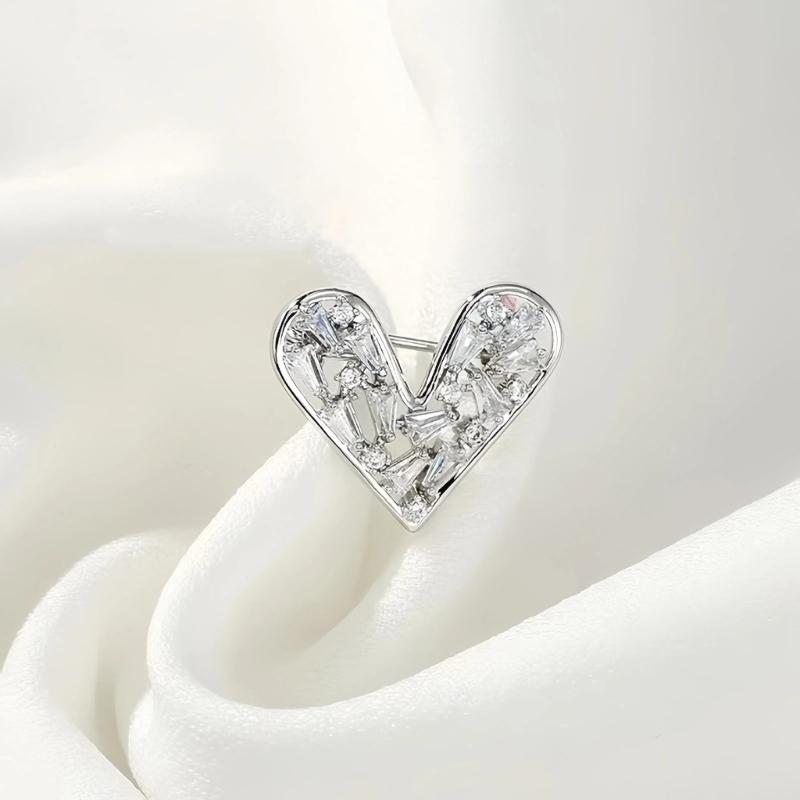 Romance Alloy Heart Brooch Decoration With Zircon Ideal For Dresses And Formal Attire