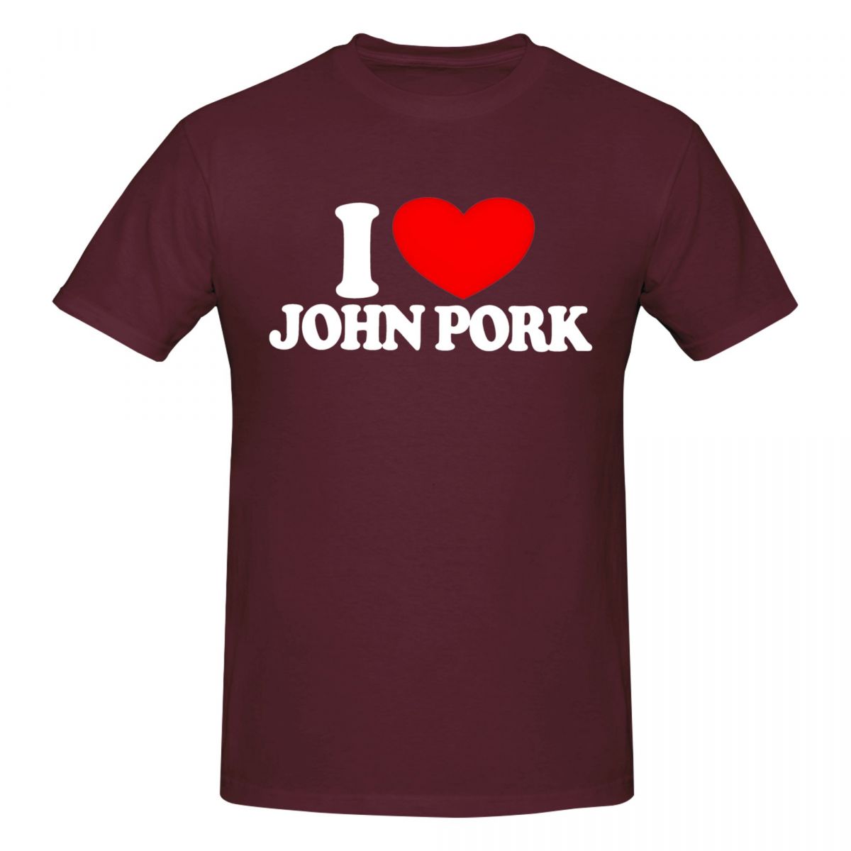 

Женские футболки унисекс I Love John Pork Red Heart Vintage Cotton Tees Футболка с коротким рукавом с круглым вырезом Одежда с принтом XXXL вино красного