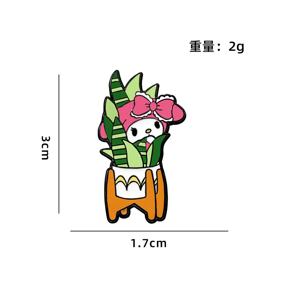 Enamel Alloy Cartoon Brooch Sanrio Cinnamoroll Pochacco Kuromi Hello Kitty Green Potted Plant Badge for Bags Clothing