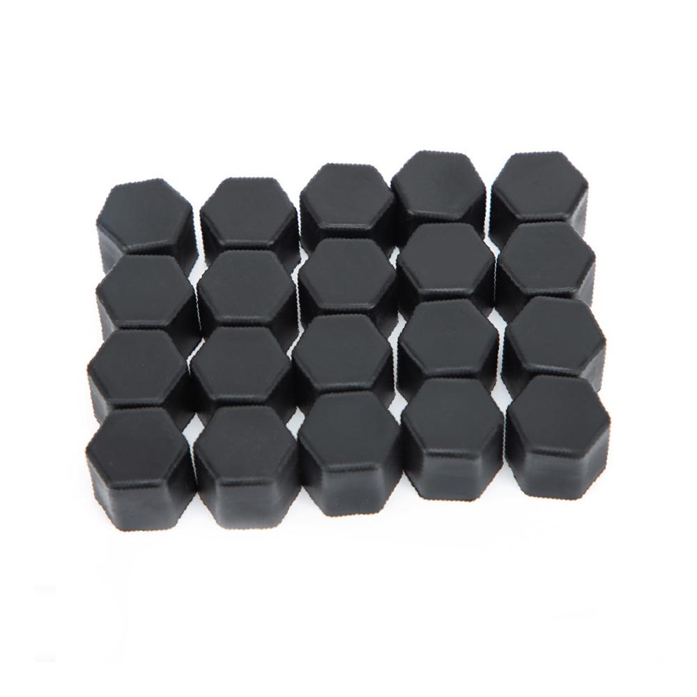 New 20pcs 17/19/21mm Silicone Car Wheel Hub Screw Nut Decoration Cap Cover Black Auto Accessories Styling Protective Bolt