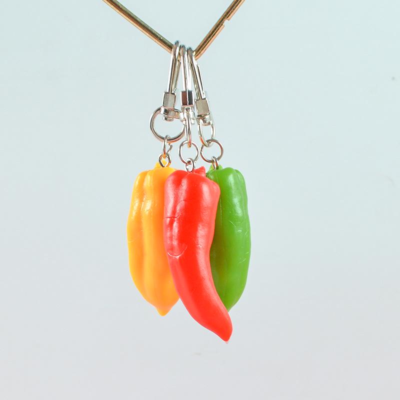 Vegetable Keychain Set: Chili, Broccoli, Garlic Food Pendants - Unique Bag Accessories