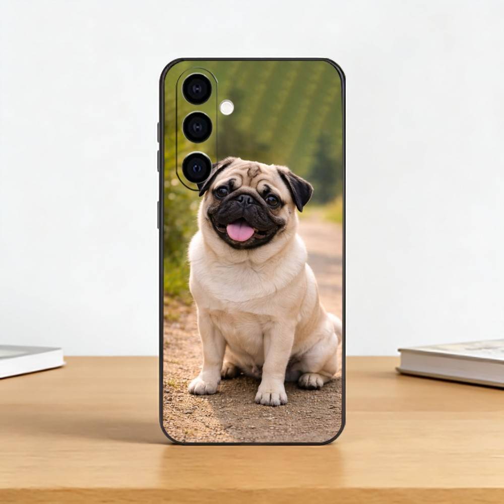 C-Cute Pug Dog Phone Case For Samsung Galaxy A73,A72,A71,A70,A53,A52,A51,Others Soft Black Cover