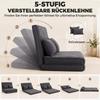 Floor Chair with Backrest, Corduroy Folding Sofa as Guest Bed, Adjustable Backrest, Wide Seat, Dark Grey