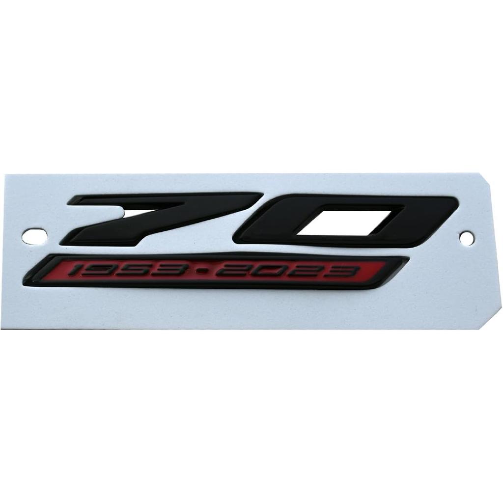 1pc 70th Anniversary Side Emblem 3D Badges Replacement for 2020-2024 C8 Corvette Genuine GM 70th (Black Red)