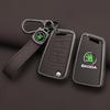 XOWS7 Zinc Alloy Leather Car Remote Key Case Cover Protector Shell Fob For Skoda Superb A7 Kodiaq Octavia A7 A8 Keychain Accessories