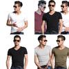 Mens Summer Casual Fashion V-neck T-shirt In Premium Quality Solid Colors
