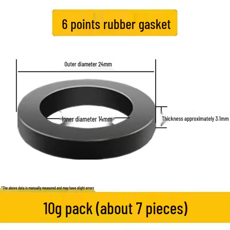 4-Point Black Rubber Gasket with 6-Point Sealing Ring and Silicone Shower Inlet Hose Waterproof Pad