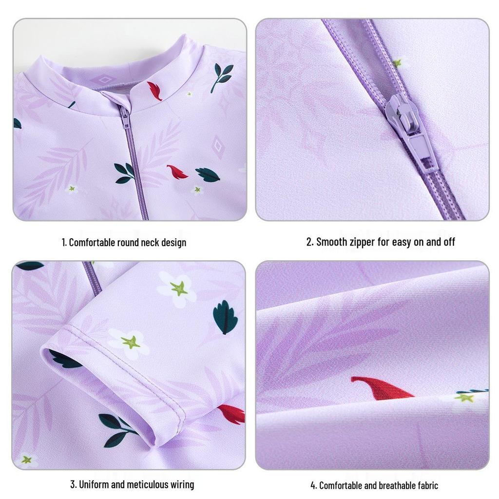 Girls' Long Sleeve Sun Protection Quick-Dry One-Piece Swimsuit