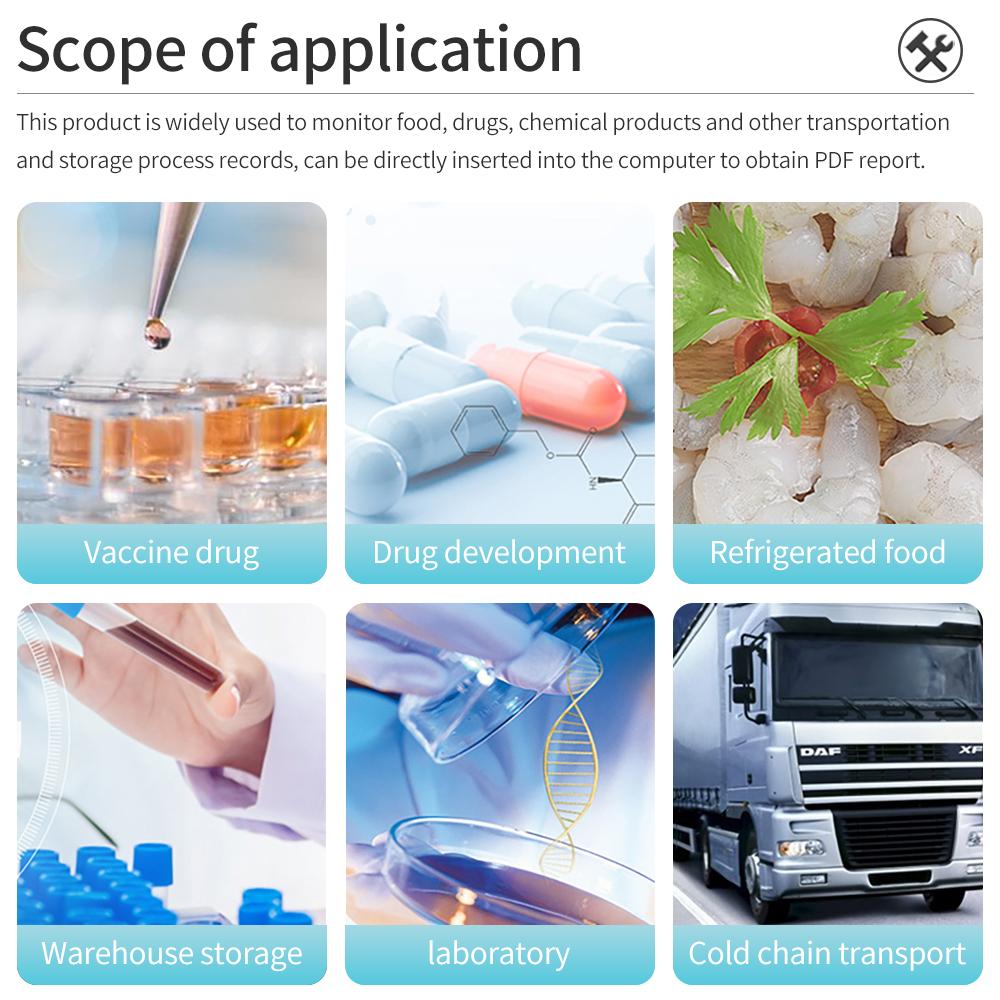 USB Temperature Humidity Data Logger Hygrograph Data Recorder For Food Medicine Cold Chain Transport PDF Report 30/60/90 Days