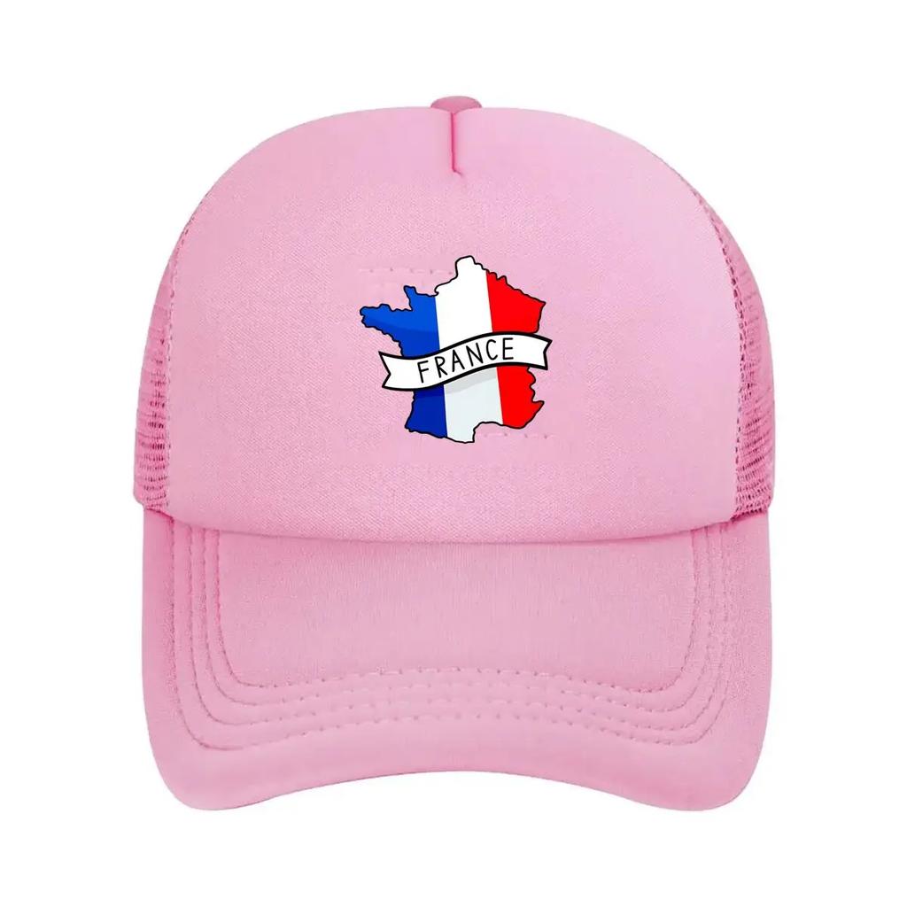 France Flag Map Sticker Mesh Baseball Cap