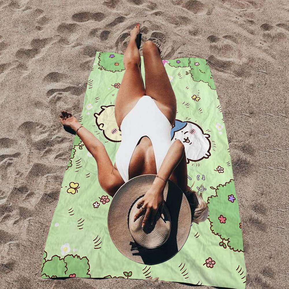 Cute Japanese C-Chiika-waE Usagi Microfiber Beach Towel Absorbent Quick Dry Soft Yoga Swimming Resort Mountain Climbing Towel