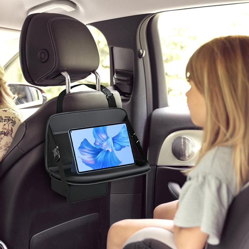 Car Rear Seat Storage Bag with Tray, Universal Folding Small Table Board, Suspended Seat Back, Car Dining Table