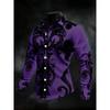Men's Baroque Retro Vine Printed Long Sleeve Shirt, Slim Fit Collar, Trendy Shirt, Party Banquet, Light Luxury Top