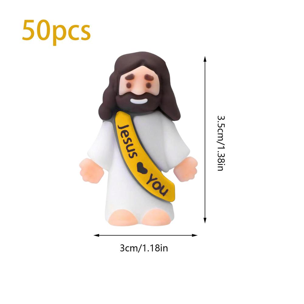 50 pcs Little Jesus Figures Tiny Rubber Jesus Doll Easter Toys Religious Party Jesus Figurine Sunday School Party Decorations