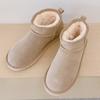 Classic Winter Women Ultra Mini Snow Boots Genuine Cowhide Leather Fur Slippers 2026 New Design Men Short Boot Flat Cotton Shoes
