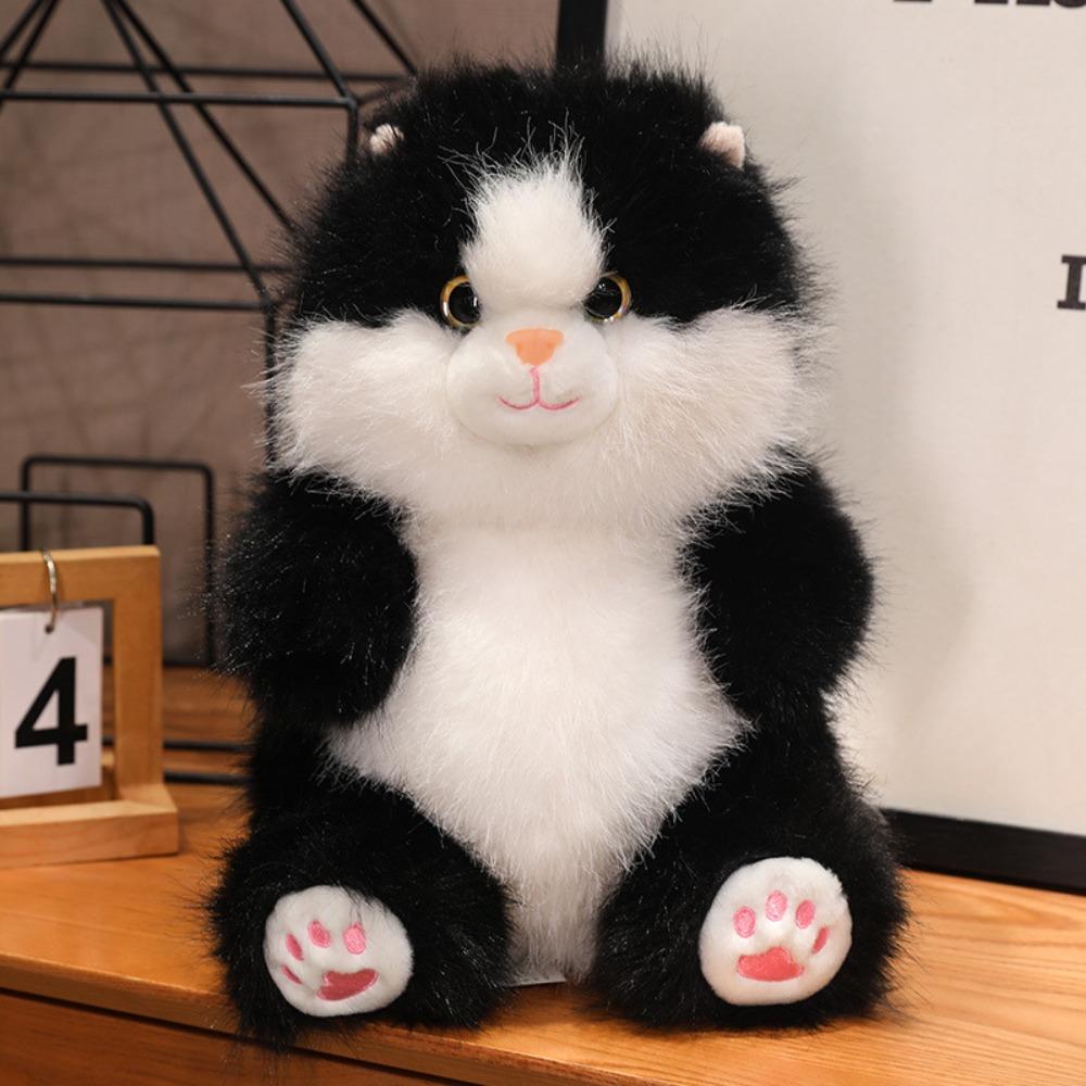 Soft Simulation Cat Plush Toys PP Cotton Gray Kitten Soft Dolls  Decorate Present