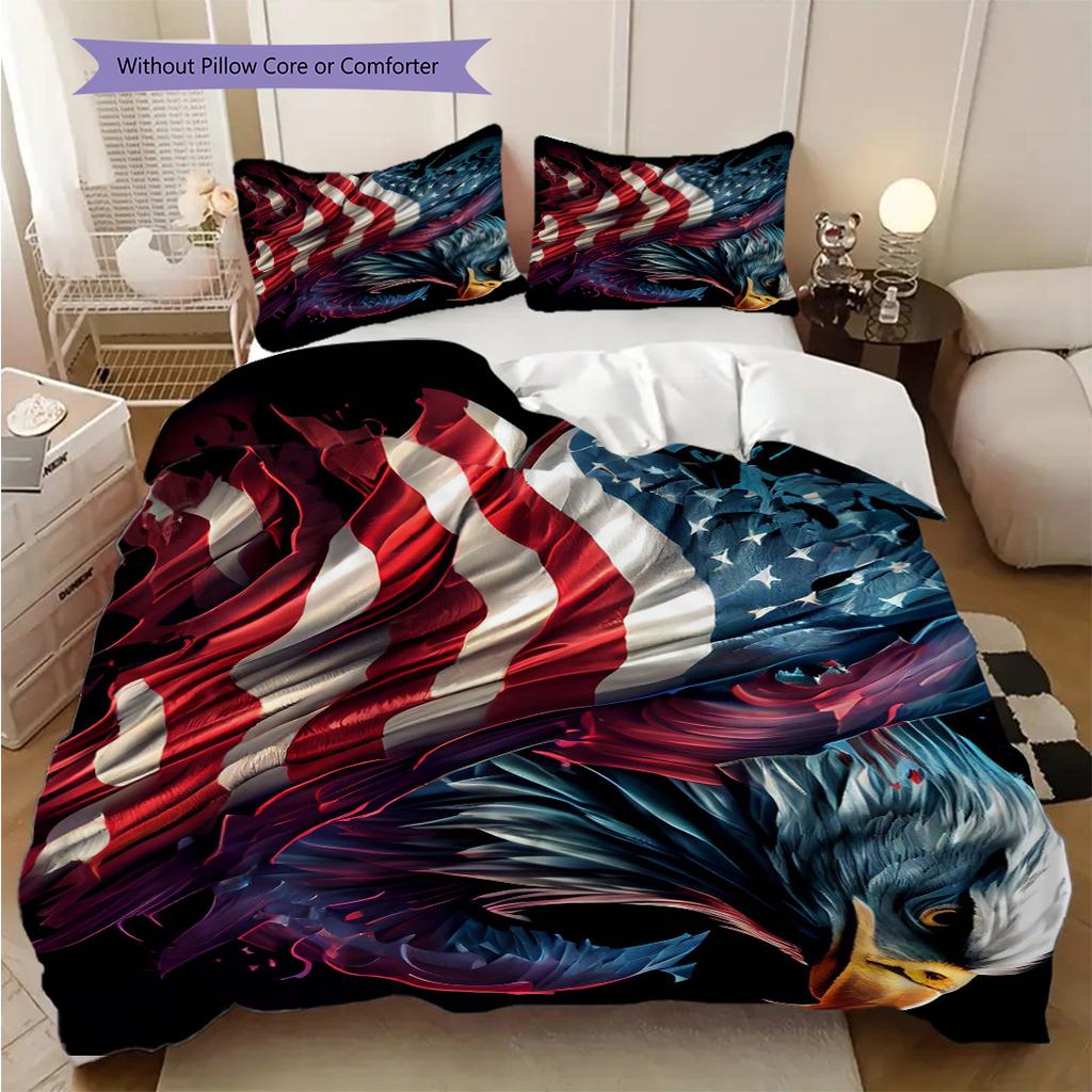 American Bald Eagle Poster Bedding, Duvet Cover, Pillowcase, Home Decoration, Birthday Gift (1 * Duvet Cover+2 * Pillowcase, Coreless)