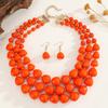 Neues Design Trendiger Modischer Mehrschichtiger Acrylperlen Handgefertigtes Perlenhalsketten-Ohrring-Set Damen Party Schmuck Zubehör
