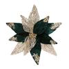 Fleurs de Poinsettia en Tissu à Paillettes de Noël 11 Pouces Grandes Artificielles à Paillettes Ornements d'Arbre de Noël pour Mariage Fête de Fin d'Année