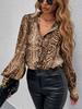 New Fashion Elegant Leopard Print Long Sleeve Cardigan Shirt Top