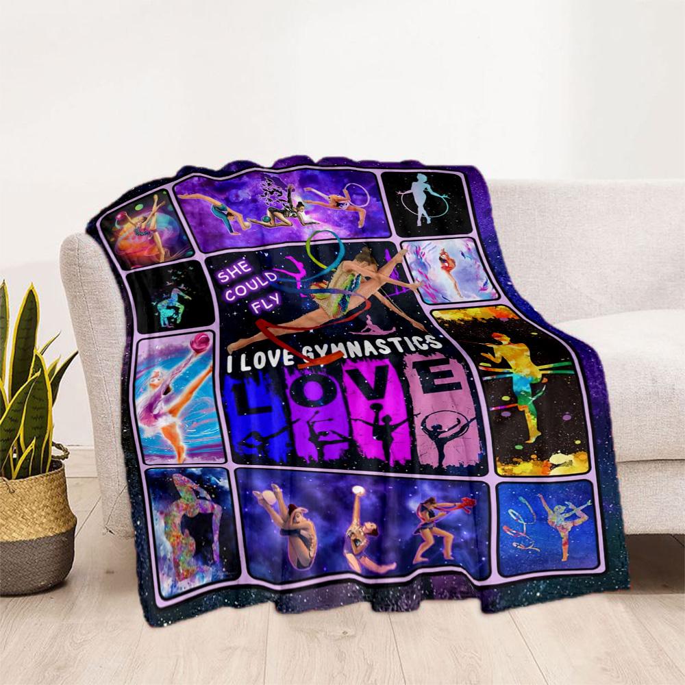Gymnastics Dreams In Colors Blankets Are Suitable for Living Rooms, Bedrooms, Camping, and Other Places, Making Them an Ideal Choice for Gifts.