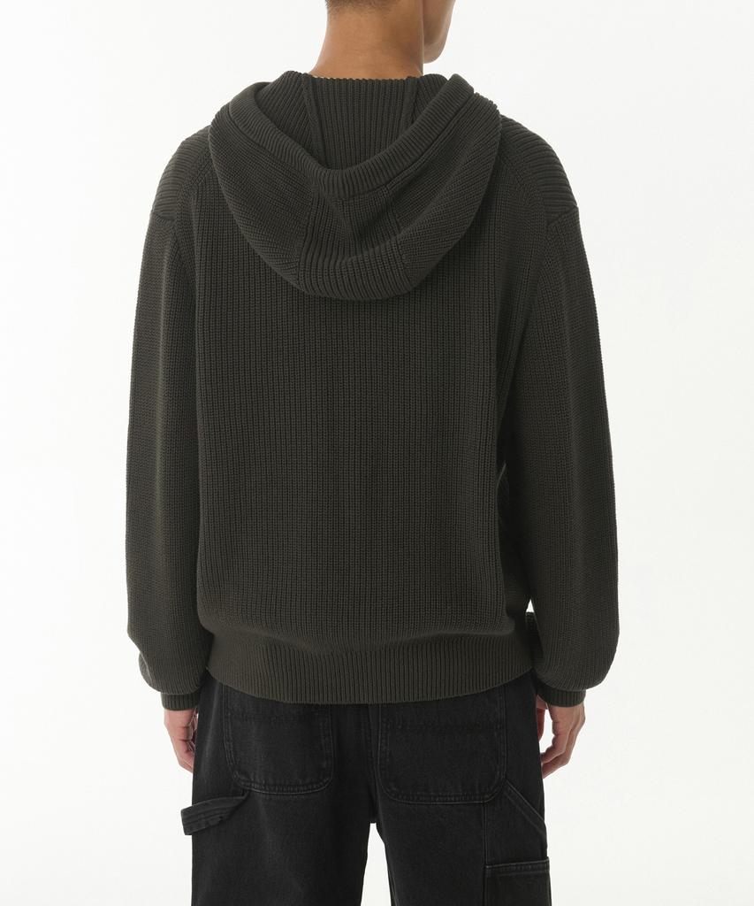 MUSINSA STANDARD Ribbed Knit Hooded Zip-Up [Khaki]