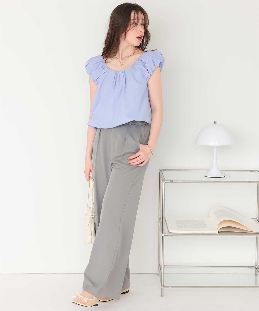 Titibait Cropped Balloon Silhouette Top AFXP4341 L Blue Women's