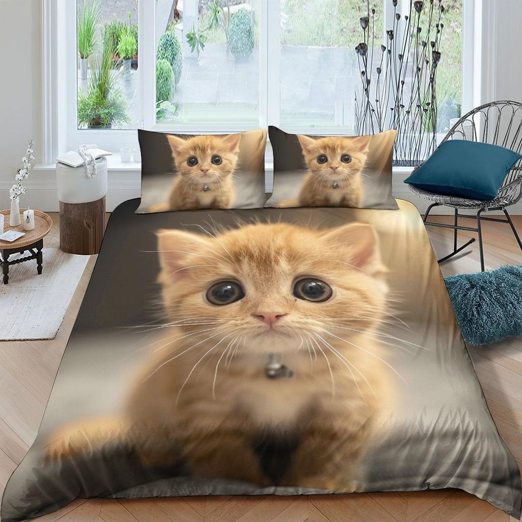 Cat Comforter Covers Printed Quilt Cover Duvet Cover Bedding Set For Children'S And Adults Warm Soft Breathable And Comfortable