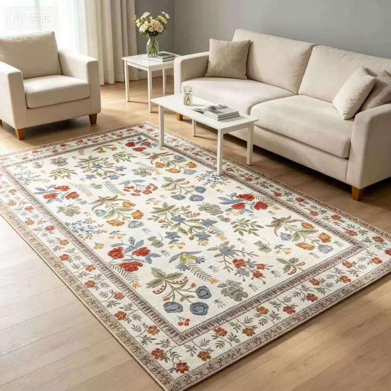 Soft Faux Wool Floral Area Rug