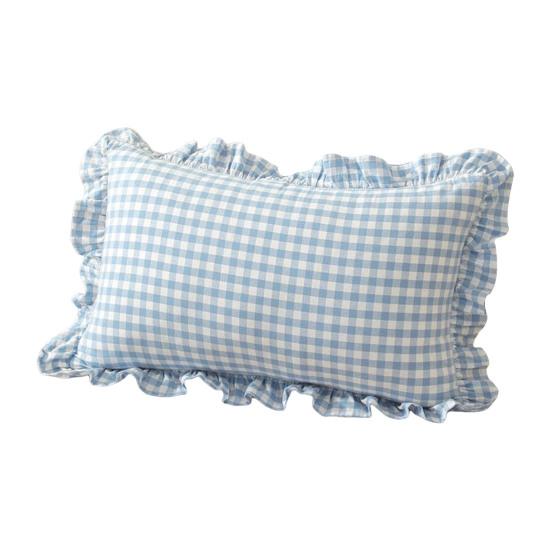 Copricuscino Decorativo a Volant per Divano Letto Quadrato, Federa a Quadri in Cotone con Bordo Arricciato, Cuscini Monocolore 18x18 Pollici 20x12 Copertura Decorativa per