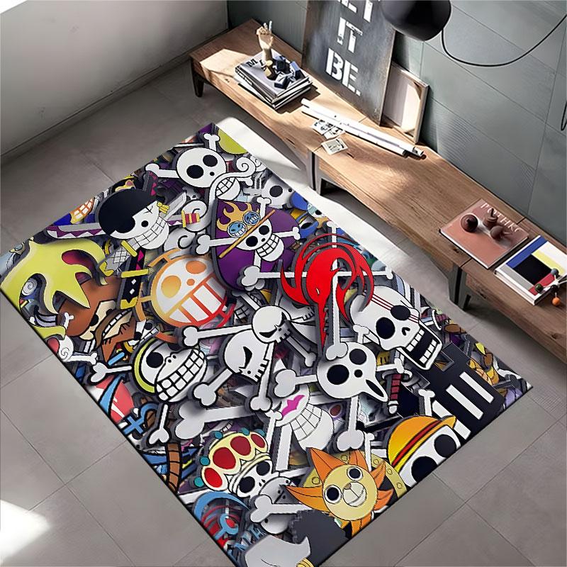 Skull and Pirate Themed Carpet Suitable As a Non-slip Mat for the Living Room or Bedroom Sofa