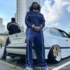 High-Quality CORTEIZ Embroidered Velvet Zip-Up Jacket Straight-Leg Pants Set Young Men