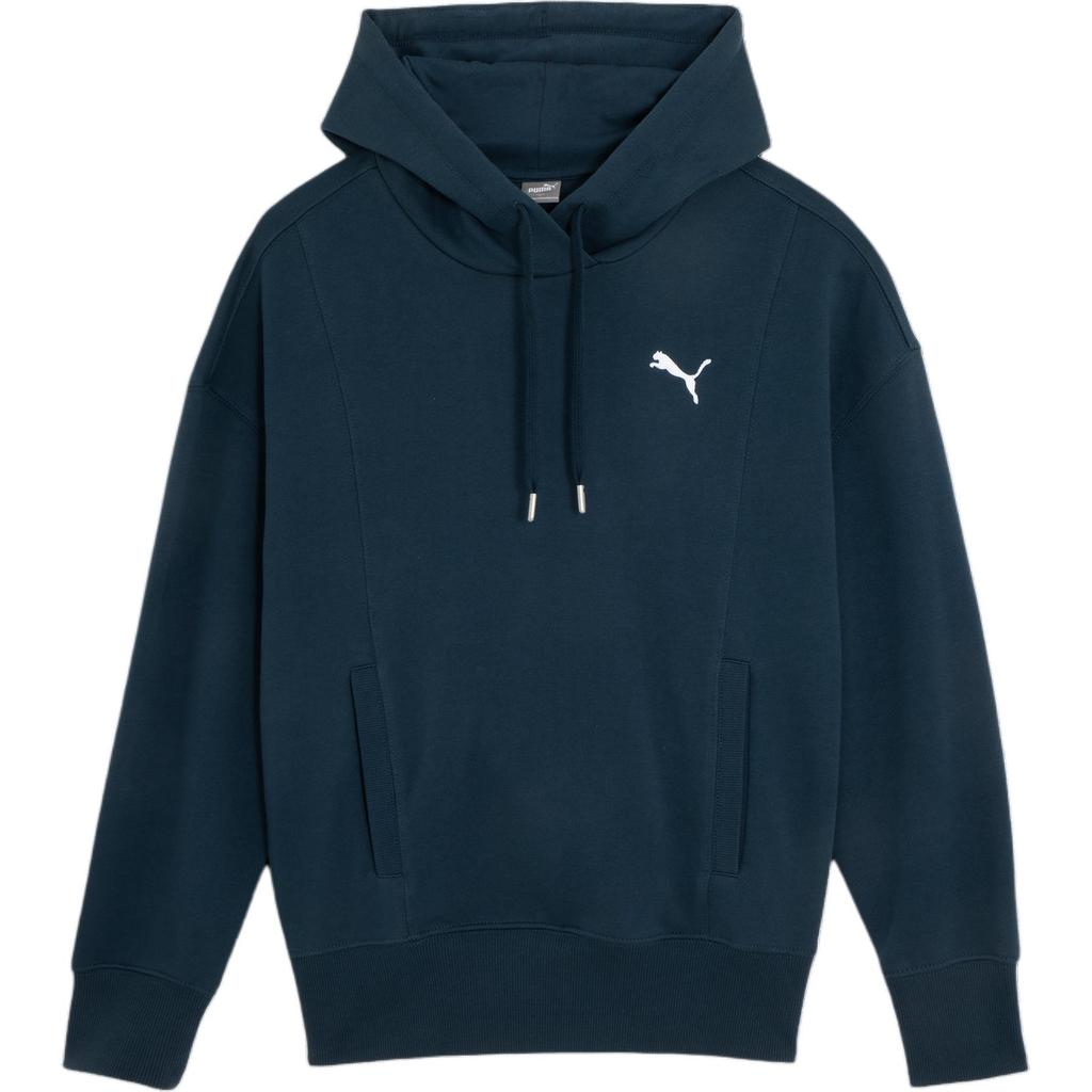 Puma Logo Embroidered Hooded Long Sleeve Sweatshirt Women sweatshirt Midnight-Blue 676653-16