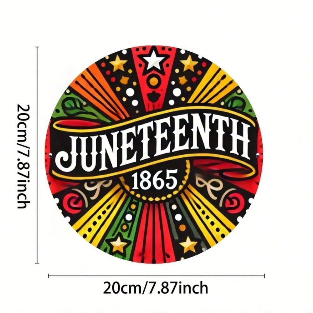 Vintage Round Metal Sign 1865 Juneteenth Commemorative Aluminum Plaque Home Wall Art Decor