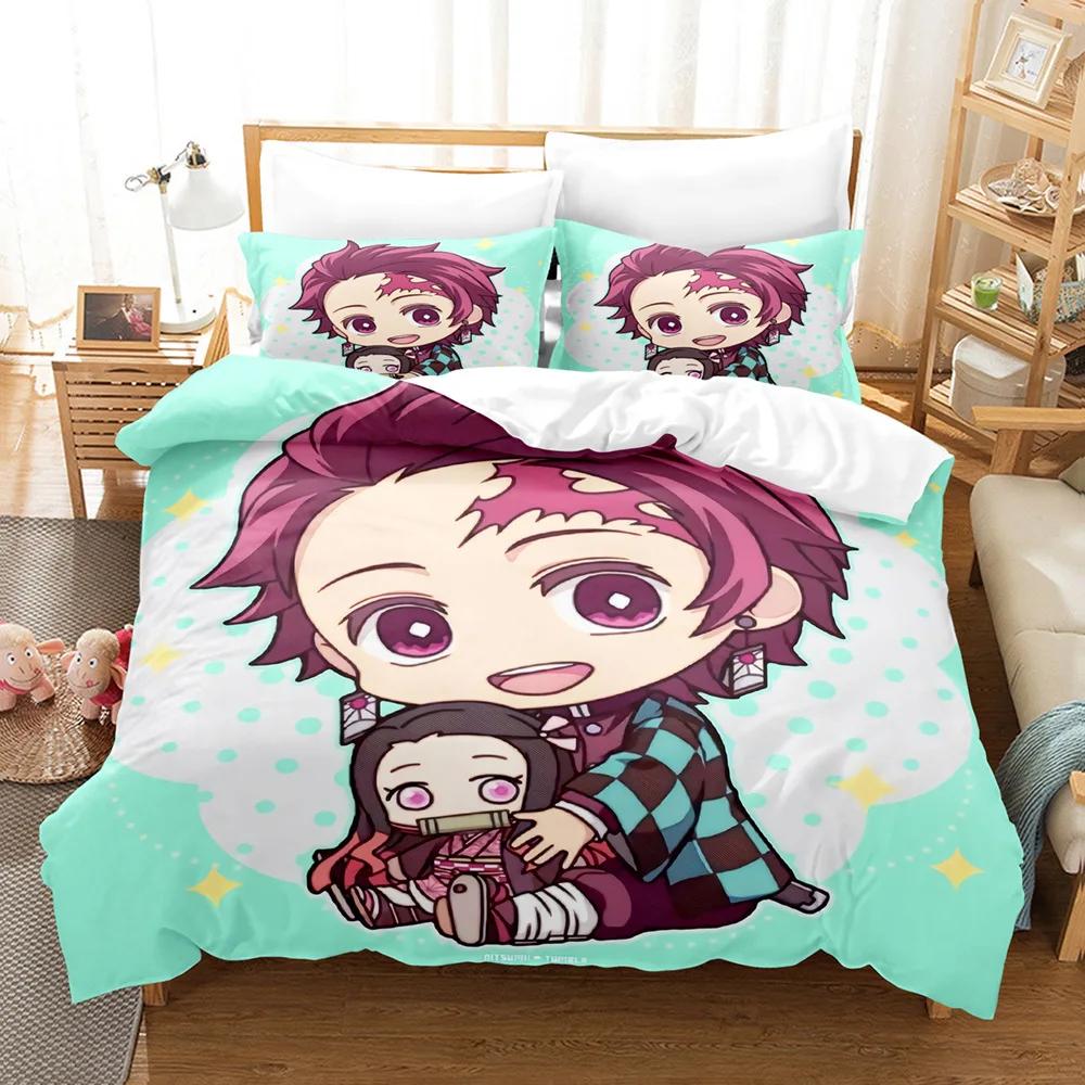 Hot Kamado Nezuko Bedding Sets Anime Demon Slayer Bedspread for Teens Girls Fashion Twin Single Queen King Full Size Duvet Cover