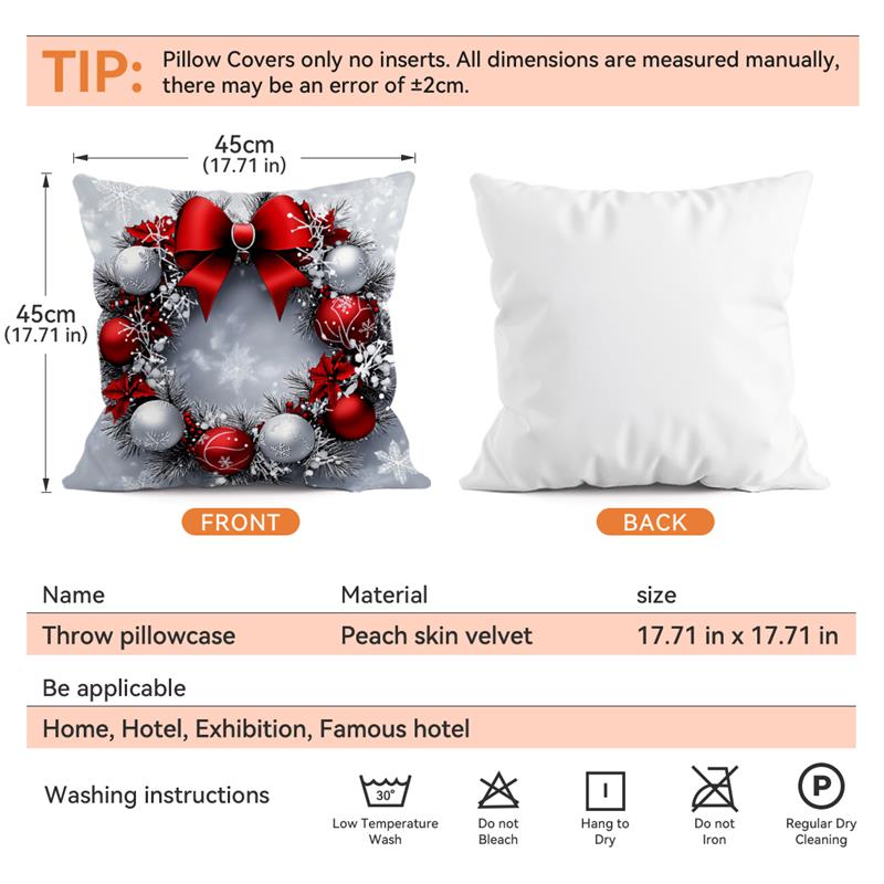 Christmas Cushion Pillowcase Printed 100% Polyester 45X45Cm Throw Pillowcover Decorative Sofa Cushion Pillowslip Home Decor
